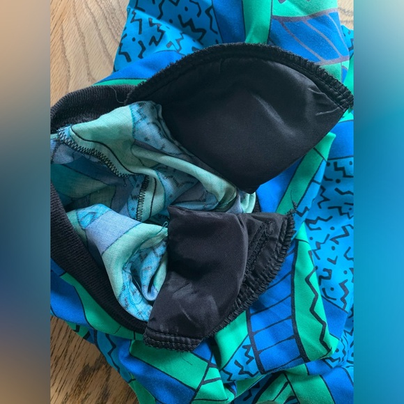 Vtg 80s Private Club Top Skirt Set Multicolor Lg Green Blue Turquoise Retro - Picture 10 of 15